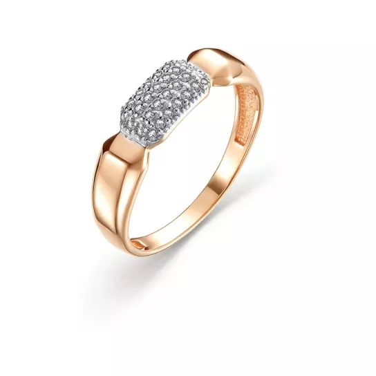 Золотое кольцо 585, женское, с фианитом, размер 18