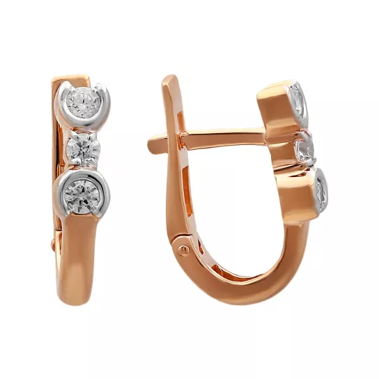Золотые серьги 585, женские, с фианитом