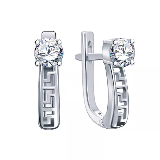 Серебряные серьги 925, женские, с фианитом