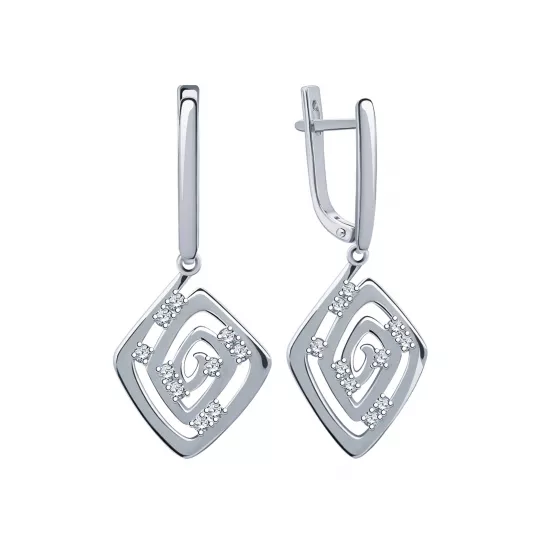 Серебряные серьги 925, женские, с фианитом