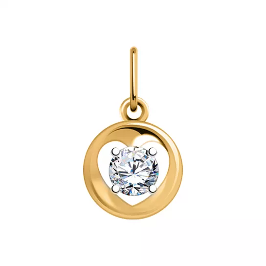 Золотая подвеска 585, женская, с фианитом