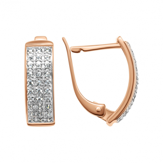 Золотые серьги 585, женские, с фианитом