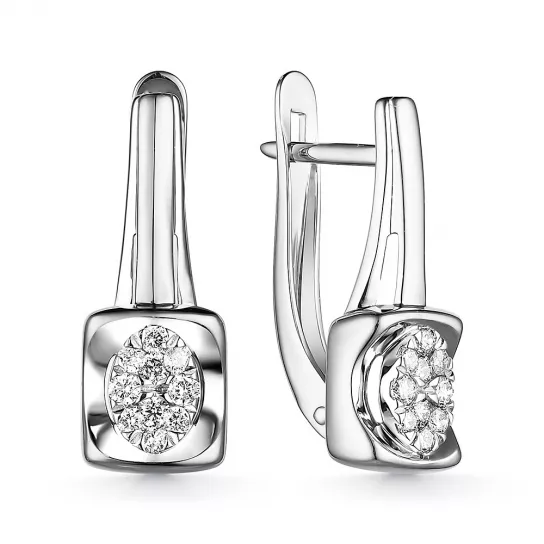 Золотые серьги 585, женские, с бриллиантом