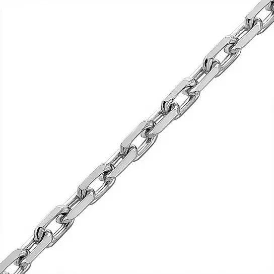 Серебряная цепочка 925 на шею, плетение якорное, длина 55 см, цвет белое серебро