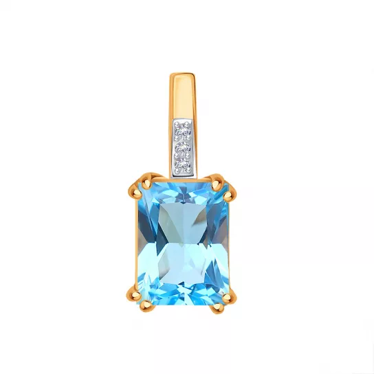 Золотая подвеска 585, женская, с топазом