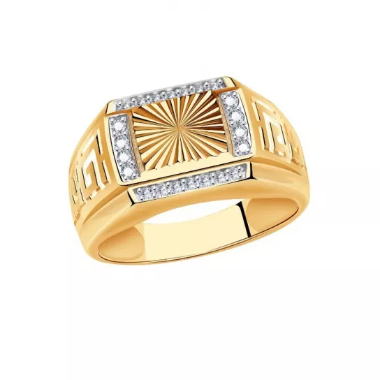 Кольцо с фианитом из золота