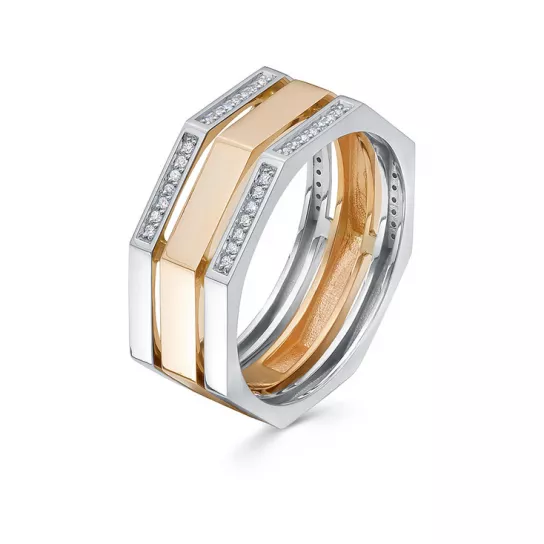 Золотое кольцо 585, женское, с бриллиантом, размер 18.5