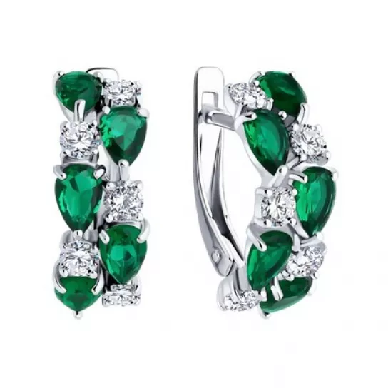 Серебряные серьги 925, женские, с фианитом