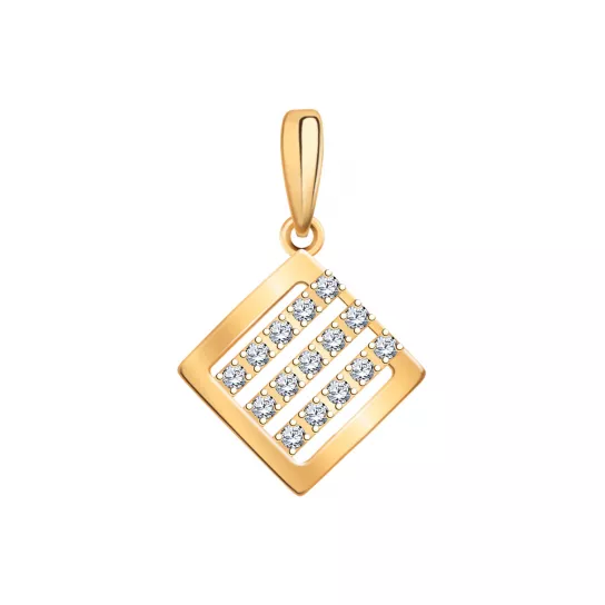 Золотая подвеска 585, женская, с фианитом