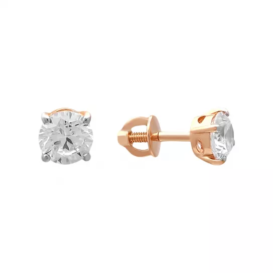 Золотые серьги 585, женские, с фианитом