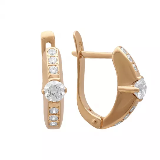 Золотые серьги 585, женские, с фианитом
