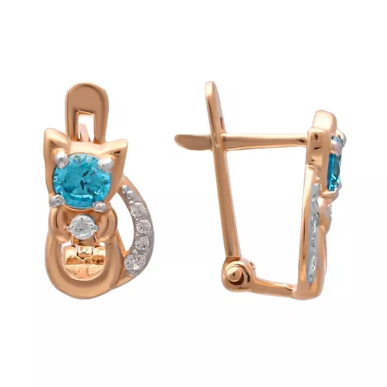 Серьги детские с фианитом из золота