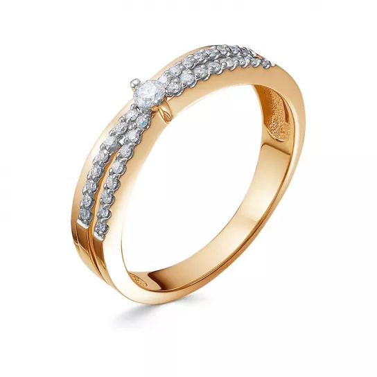 Золотое кольцо 585, с бриллиантом, размер 19