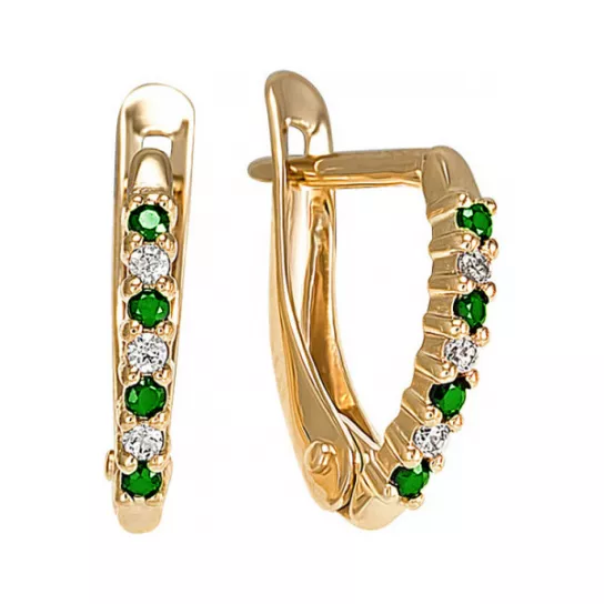 Золотые серьги 585, женские, с фианитом