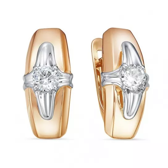 Золотые серьги 585, женские, с фианитом