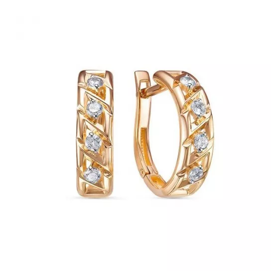 Золотые серьги 585, женские, с фианитом