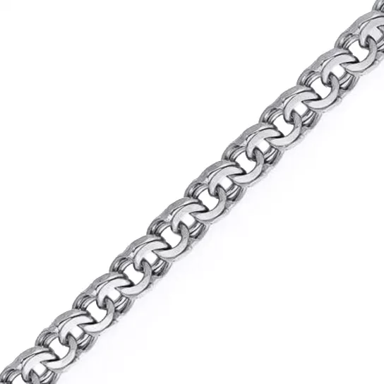 Серебряная цепочка 925 на шею, плетение бисмарк, длина 50 см, цвет белое серебро