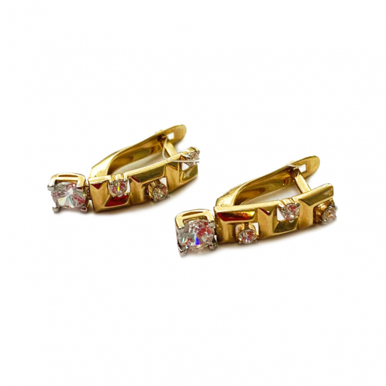 Золотые серьги 585, женские, с фианитом