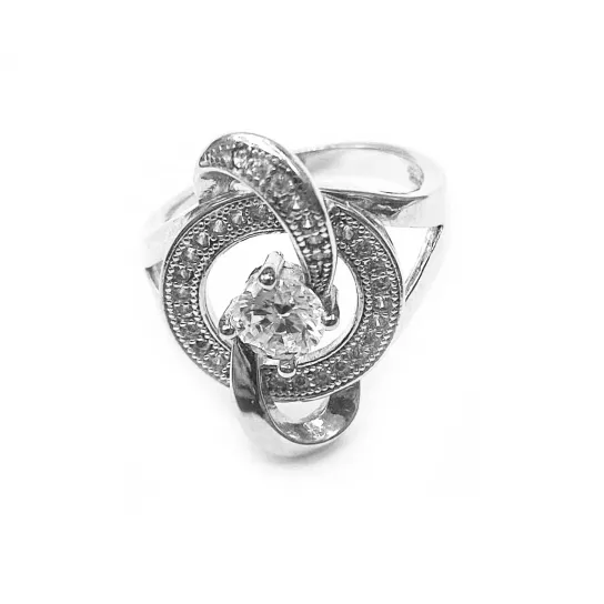 Серебряное кольцо 925, женское, с фианитом, размер 17.5