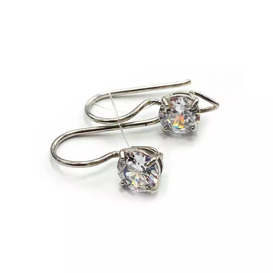 Серьги детские с фианитом из серебра