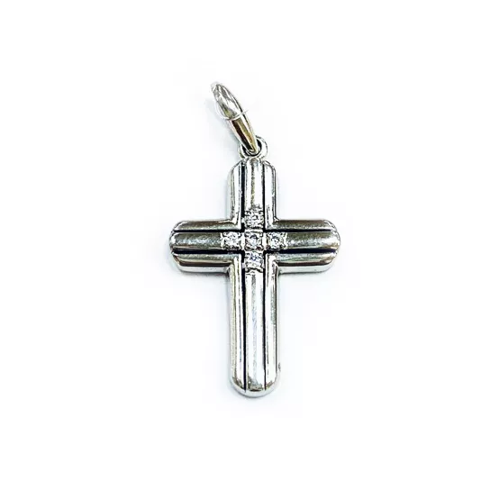Крест с фианитом из серебра