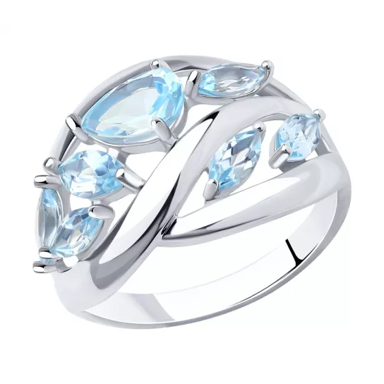 Серебряное кольцо 925, женское, с топазом, размер 18