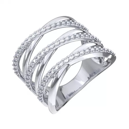 Серебряное кольцо 925, женское, с фианитом, размер 19.5