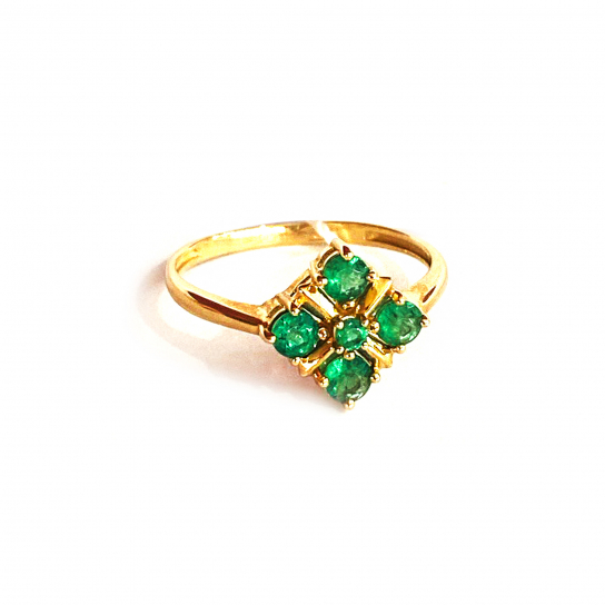 Золотое кольцо 585, женское, с изумрудом, размер 17
