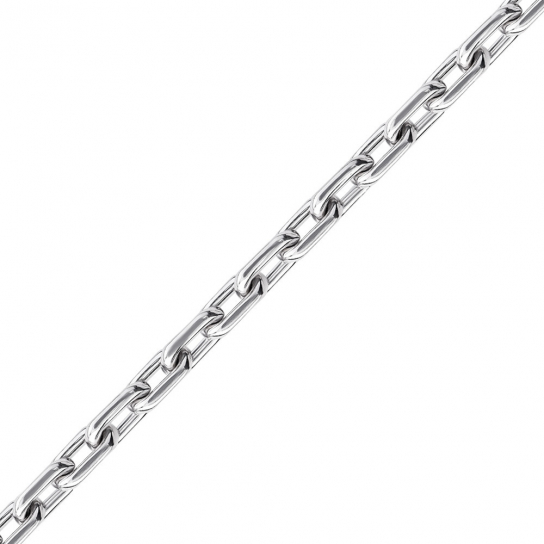 Серебряная цепочка 925 на шею, плетение якорное, длина 60 см, цвет белое серебро