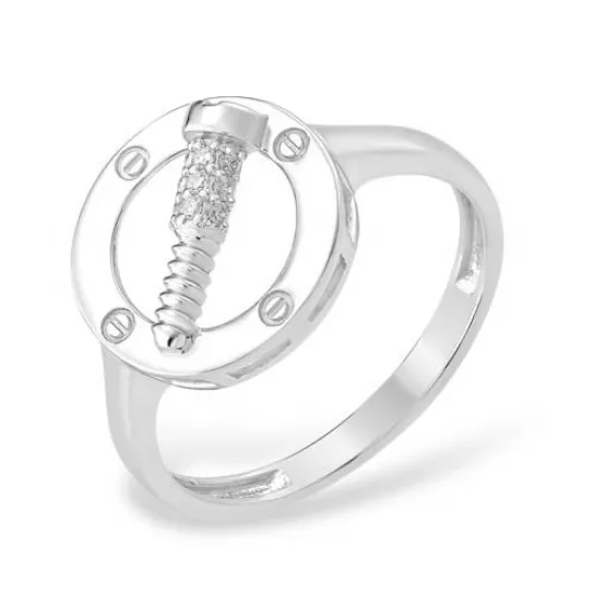 Серебряное кольцо 925, женское, с фианитом, размер 17.5