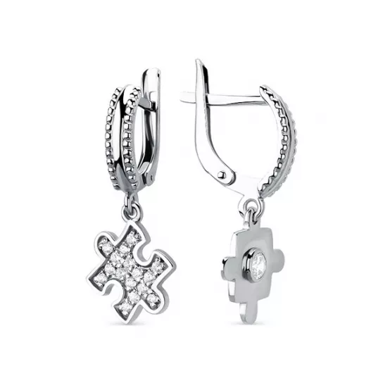 Серебряные серьги 925, женские, с фианитом