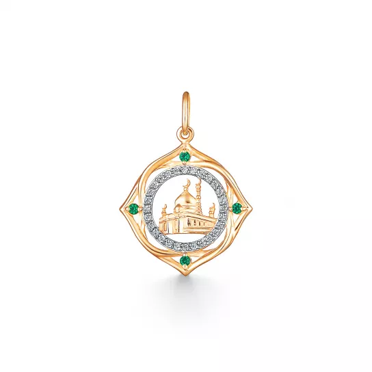 Подвеска мусульманская с фианитом из золота