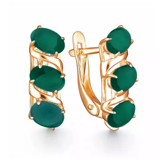 Золотые серьги 585, женские, с агатом