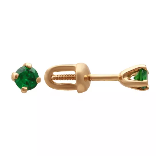 Пусеты с изумрудом из золота