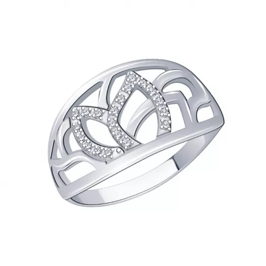 Серебряное кольцо 925, женское, с фианитом, размер 19.5