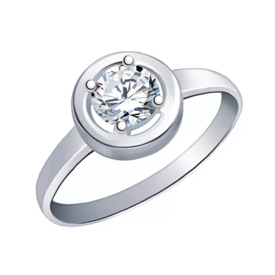 Серебряное кольцо 925, женское, с фианитом, размер 17.5