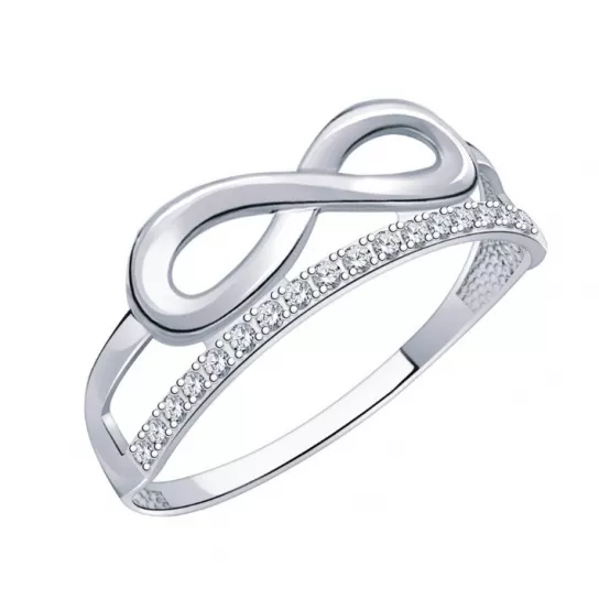 Серебряное кольцо 925, женское, с фианитом, размер 16.5