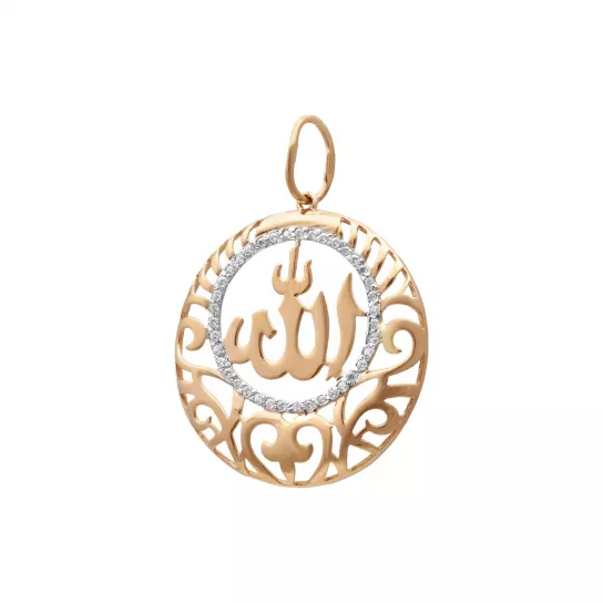 Подвеска мусульманская с фианитом из золота