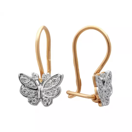 Золотые серьги 585, женские, с фианитом