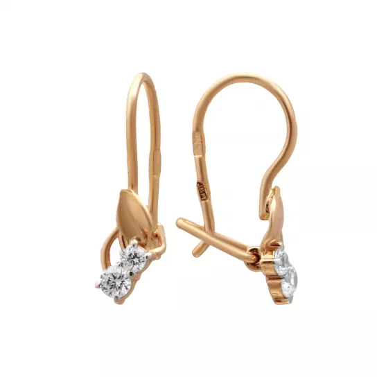 Серьги детские с фианитом из золота