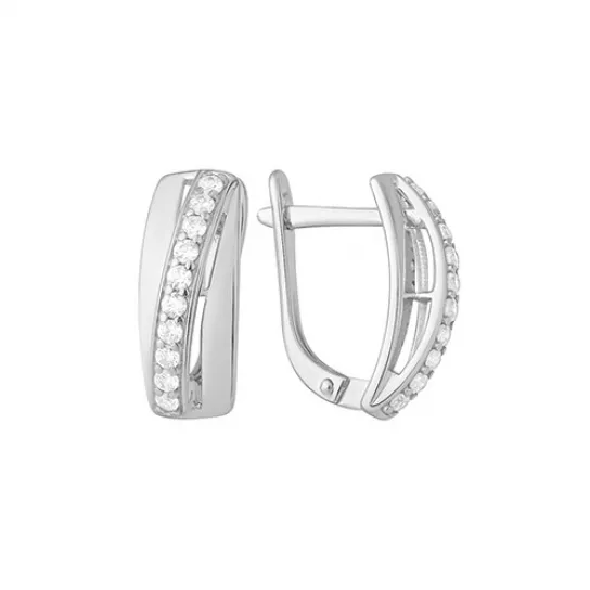 Серьги с фианитом из серебра