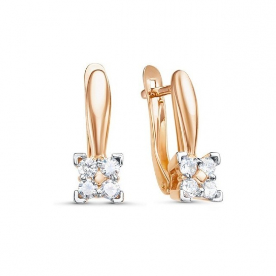 Золотые серьги 585, женские, с фианитом