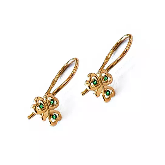 Золотые серьги 585, женские, с фианитом