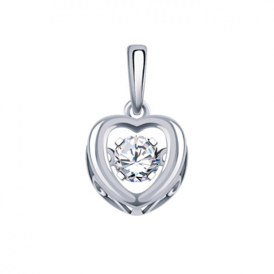 Серебряная подвеска 925, женская, с фианитом