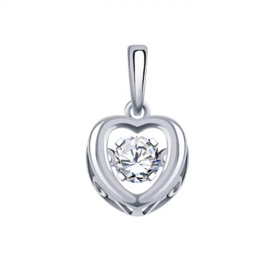 Серебряная подвеска 925, женская, с фианитом