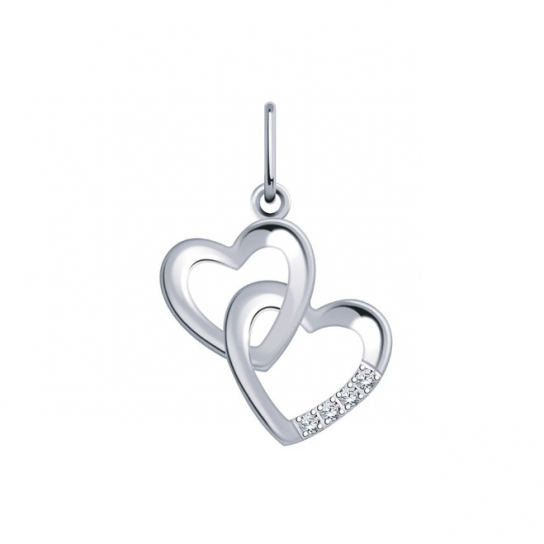 Серебряная подвеска 925, женская, с фианитом
