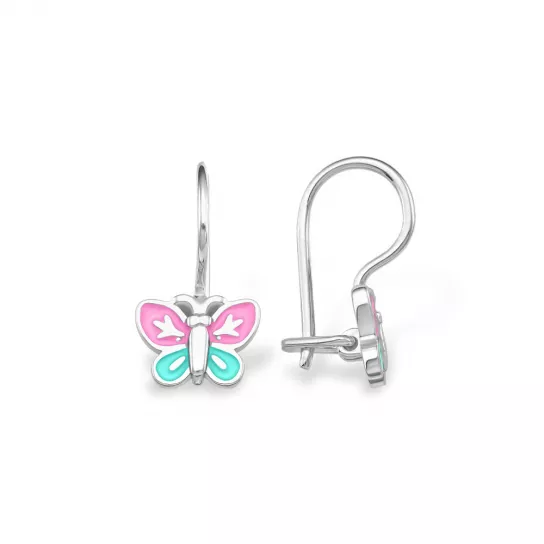Серебряные серьги 925, детские, с эмалью