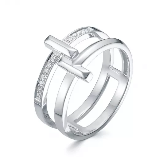 Золотое кольцо 585, женское, с бриллиантом, размер 18