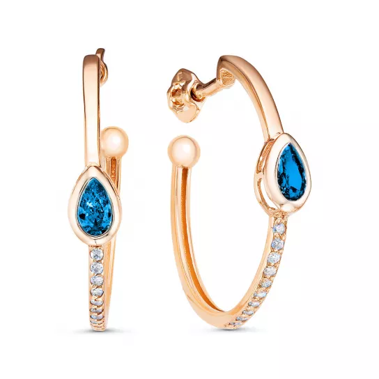 Пусеты с топазом и фианитом из золота