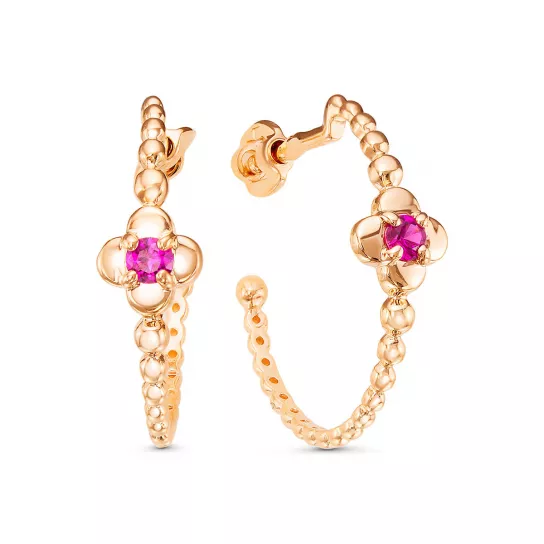 Пусеты с рубином из золота